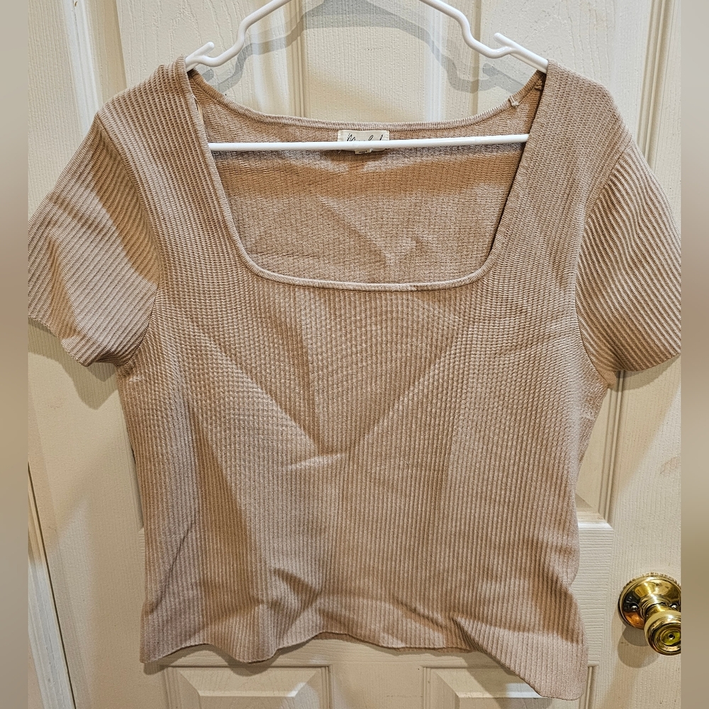 Marled by RC tan bodycon crop squareneck top EUC XL